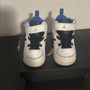 Jordan Kids White and Blue Sneakers